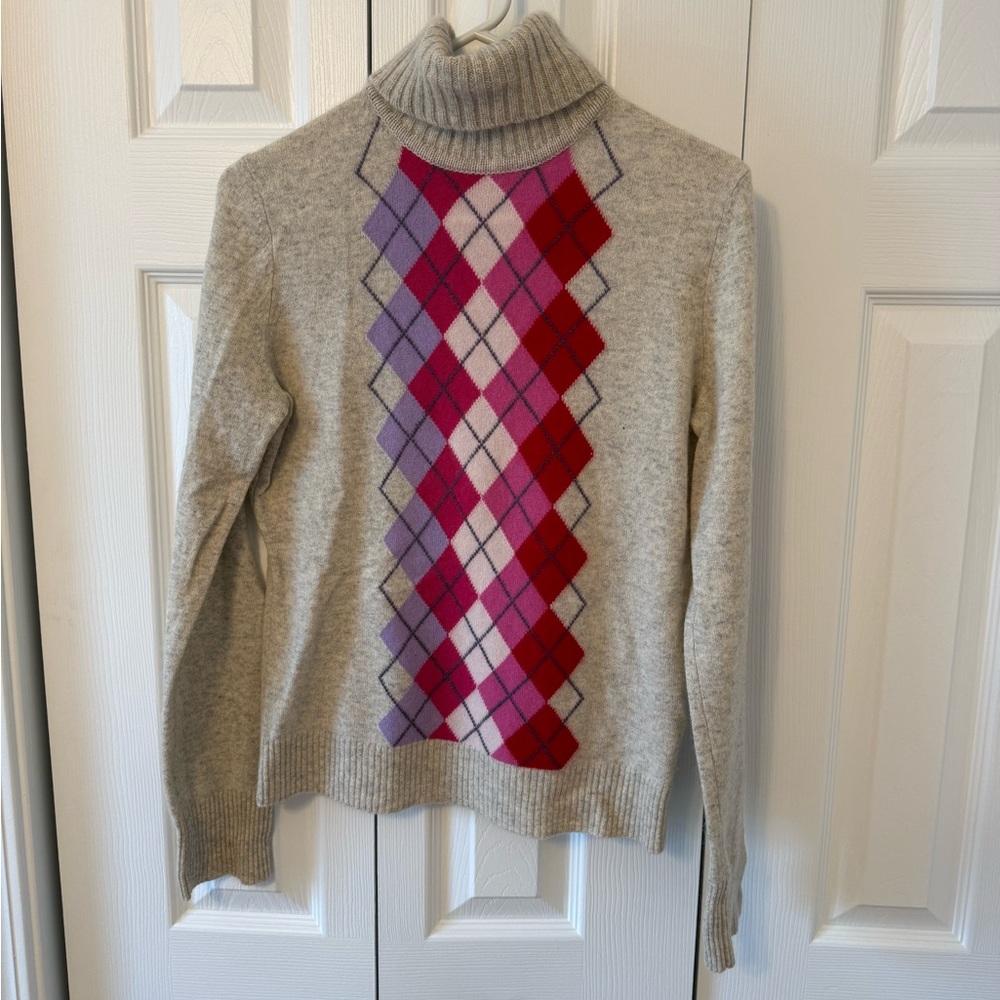 Express Argyle Patterned Gray Cashmere Sweater - image 1